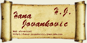 Hana Jovanković vizit kartica